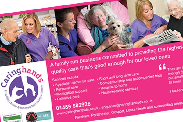 Caring Hands print materials and roller banner by Screenbuzz